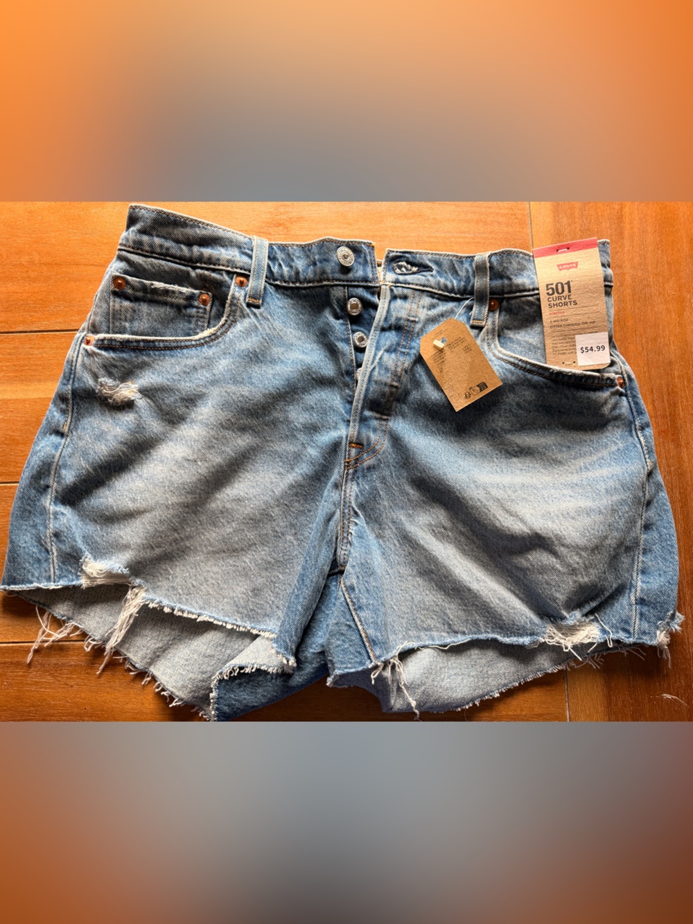 Levi's Light Blue Distressed 501 High-Rise Jean Shorts